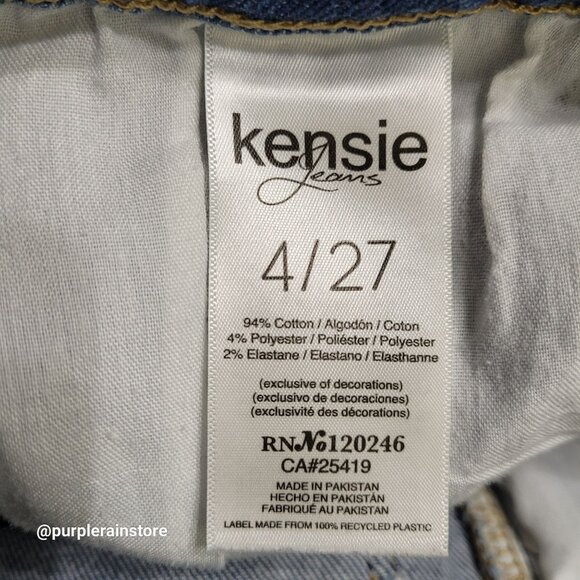 Kensie Vintage Luxe Jeans 4 Slim Mid Rise Raw Hem Medium Light Wash Denim - Picture 4 of 12